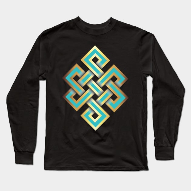 Endless knot in turquoise Long Sleeve T-Shirt by kataszep